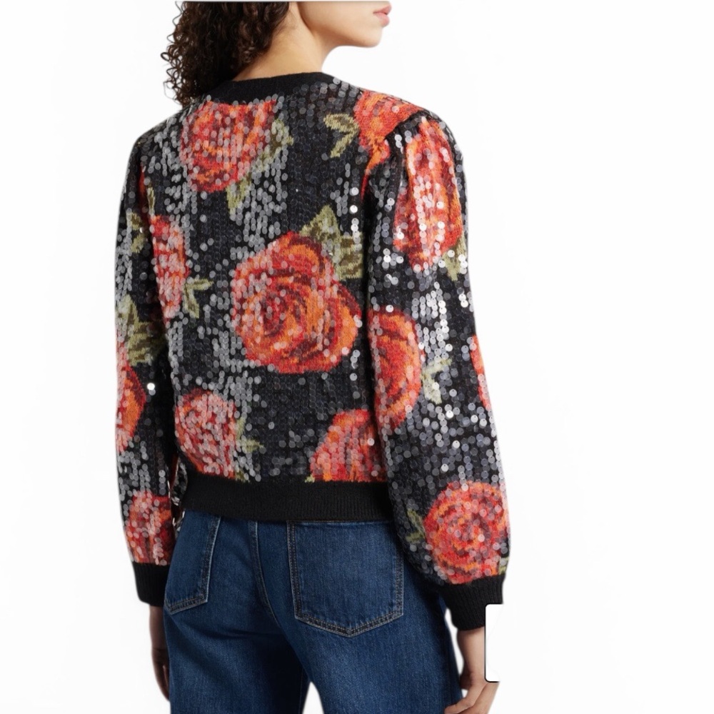 FARM Rio Latin Roses Sequin Knit Cardigan - Picture 3 of 12